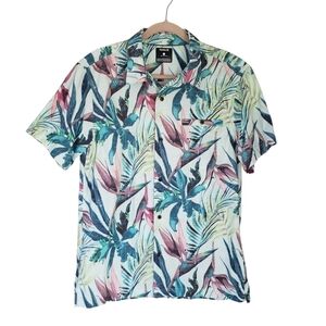 NEW Hurley Short Sleeve Cotton Shirt Casual Tropical Floral Print